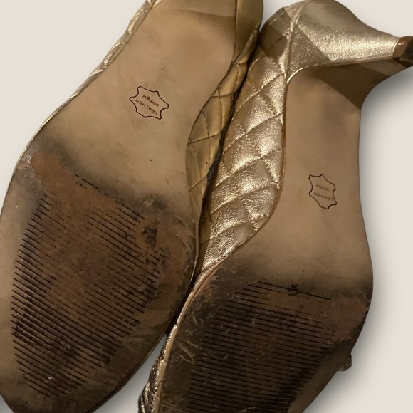 Steve Madden Open Toe Heels Gold 6.5 - Picture 3 of 6